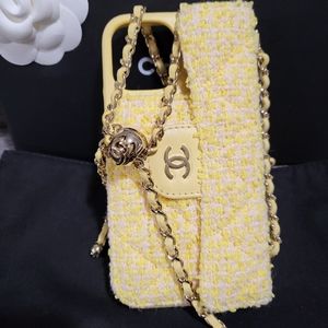 Chanel Tweed Crossbody Iphone13 case w/ Pearl Crush adjustable strap&pocket NWT